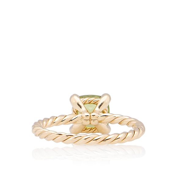 David Yurman 18k Gold Pave Diamond Peridot 7mm Chatelaine Ring - Size 6 1/2 - Picture 3 of 3